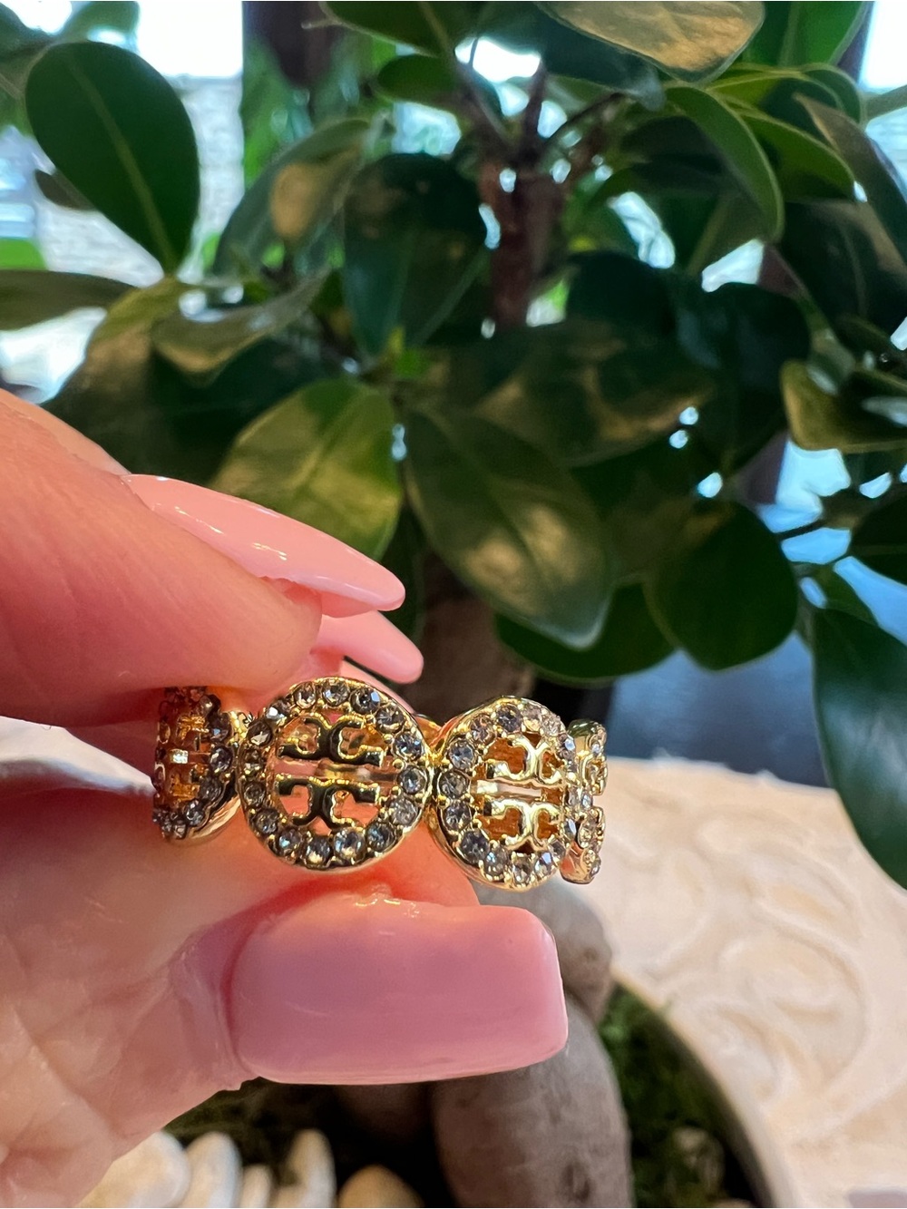 Tory Burch crystal pavé ring size 7